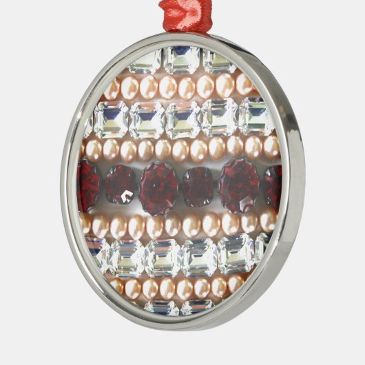 Rhinestonen en parels —  juwelen metalen ornament (Links)