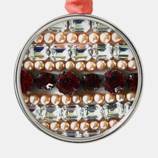 Rhinestonen en parels —  juwelen metalen ornament (Voorkant)