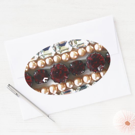 Rhinestonen en parels —  juwelen ovale sticker (Envelop)
