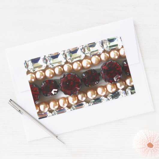 Rhinestonen en parels —  juwelen rechthoekige sticker (Envelop)