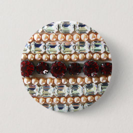 Rhinestonen en parels —  juwelen ronde button 5,7 cm