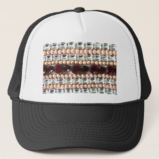 Rhinestonen en parels — juwelen trucker pet (Voorkant)