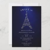 Rhinestones Eiffel Paris Navy Minimal Sweet 16 Kaart (Voorkant)