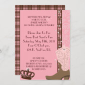 RHINESTONES, FRINGE EN PINK 2 COWGIRLS Uitnodiging (Voorkant / Achterkant)