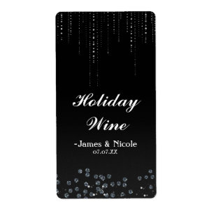 Rhinestones Glitter Bling Diamond Party Wine Label