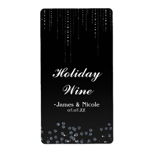 Rhinestones Glitter Bling Diamond Party Wine Label (Voorkant)