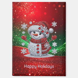 Rhinestones Sneeuwman Kerstmagneet Magneet
