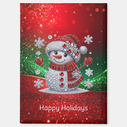 Rhinestones Sneeuwman Kerstmagneet Magneet (Voorkant)