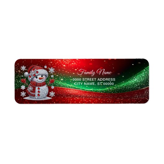 Rhinestones Sneeuwman Retouradreslabel Etiket (Voorkant)
