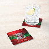 Rhinestones Sneeuwman Vakantie Papier Coasters Kartonnen Onderzetters (Insitu)