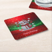 Rhinestones Sneeuwman Vakantie Papier Coasters Kartonnen Onderzetters (Schuin)