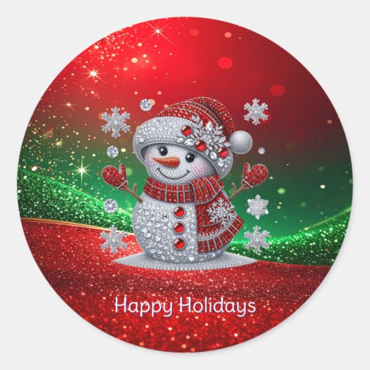 Rhinestones Sneeuwman Vakantie Sticker (Voorkant)