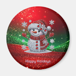Rhinestones Sneeuwman Vakantiemagneet Magneet