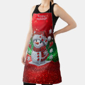 Rhinestones Snowman Holiday Apron Schort (Insitu)