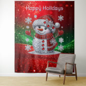 Rhinestones Snowman Holiday Backdrop Wandkleed (In situ)