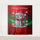 Rhinestones Snowman Holiday Backdrop Wandkleed (Voorkant)