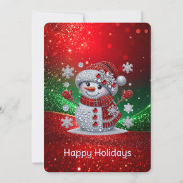 Rhinestones Snowman Holiday Card Feestdagenkaart
