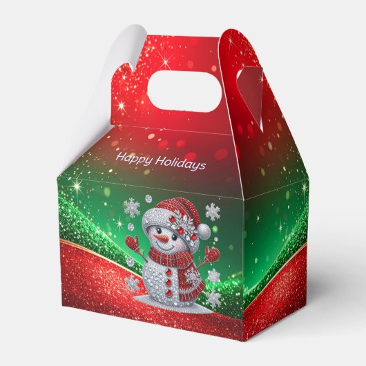 Rhinestones Snowman Holiday Favor Box Bedankdoosjes (Achterkant)