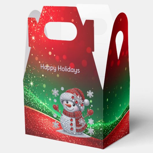 Rhinestones Snowman Holiday Favor Box Bedankdoosjes (Geopend)