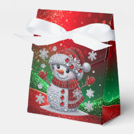 Rhinestones Snowman Holiday Favor Box Bedankdoosjes