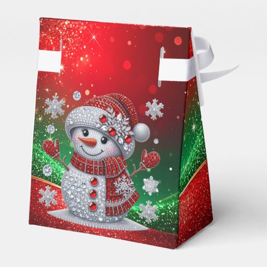 Rhinestones Snowman Holiday Favor Box Bedankdoosjes (Achterkant)