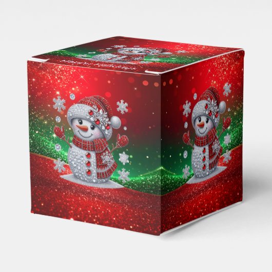 Rhinestones Snowman Holiday Favor Box Bedankdoosjes (Voorkant Zijde)