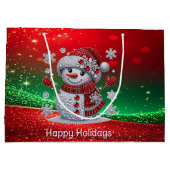 Rhinestones Snowman Holiday Gift Bag Groot Cadeauzakje (Achterkant)