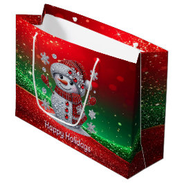 Rhinestones Snowman Holiday Gift Bag Groot Cadeauzakje