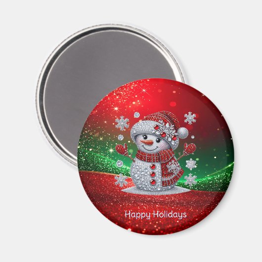 Rhinestones Snowman Holiday Magnet (Voorkant / Achterkant)