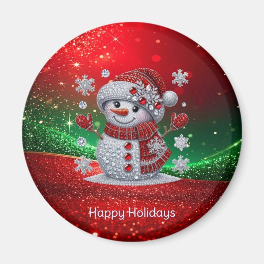 Rhinestones Snowman Holiday Magnet (Voorkant)