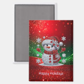 Rhinestones Snowman Holiday Magnet (Voorkant / Achterkant)