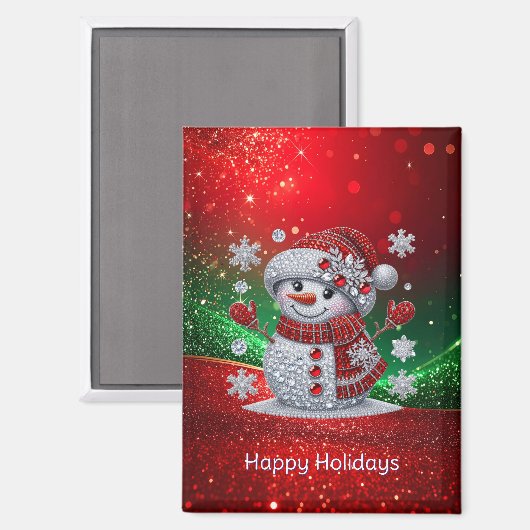 Rhinestones Snowman Holiday Magnet (Voorkant / Achterkant)