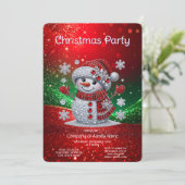 Rhinestones Snowman Holiday Party Invitation Kaart (Staand voorkant)