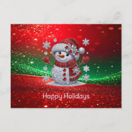 Rhinestones Snowman Holiday Postcard Briefkaart