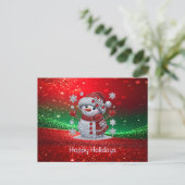 Rhinestones Snowman Holiday Postcard Briefkaart (Staand voorkant)