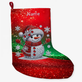Rhinestones Snowman Holiday Stocking Grote Kerstsok