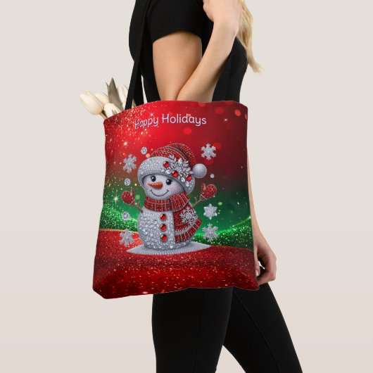 Rhinestones Snowman Holiday Tote Bag (Dichtbij)