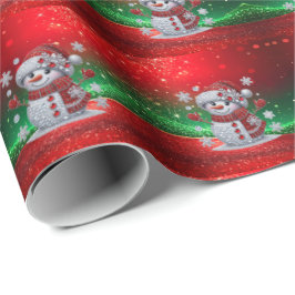 Rhinestones Snowman Holiday Wrapping Paper Cadeaupapier
