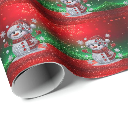 Rhinestones Snowman Holiday Wrapping Paper Cadeaupapier (Rol Hoek)