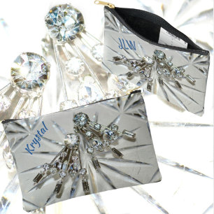Rhinestones Vintage Art Deco Elegante Zilverachtig Etui