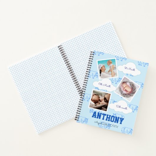 Rhino 1e verjaardag Baby Milestone Guest Notitiebo Notitieboek (Binnen)