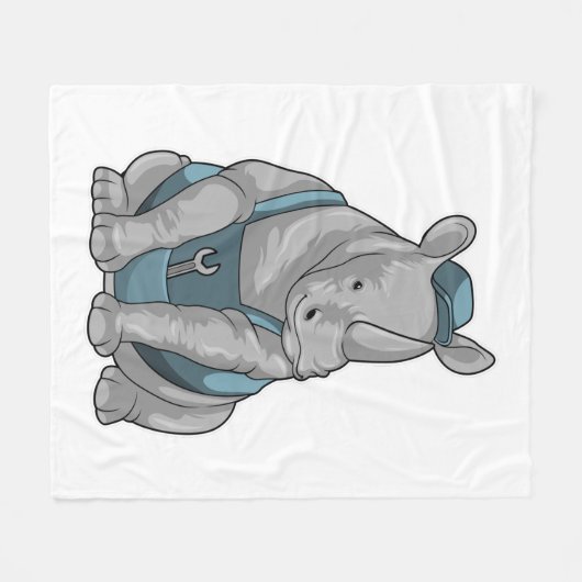 Rhino als ambachtsman met de Franse Fleece Deken (Voorkant (Horizontaal))