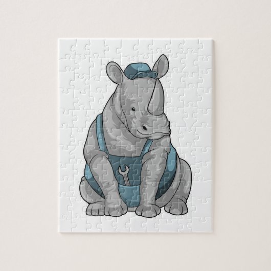 Rhino als ambachtsman met de Franse Legpuzzel (Verticaal)