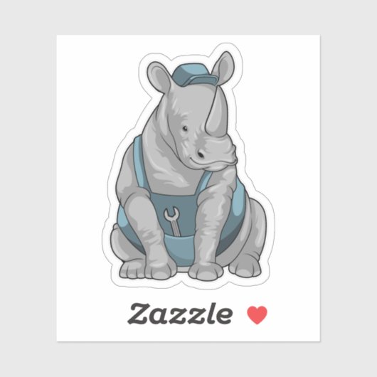 Rhino als ambachtsman met de Franse Sticker (Vel)