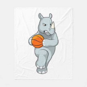 Rhino als Basketbalspeler met Basketball Fleece Deken
