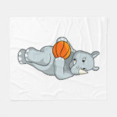 Rhino als Basketbalspeler met Basketball Fleece Deken (Voorkant (Horizontaal))