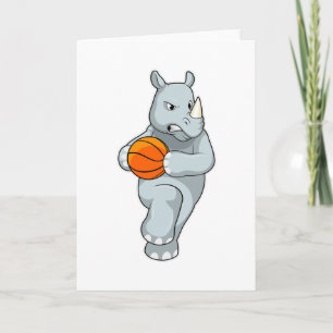 Rhino als Basketbalspeler met Basketball Kaart