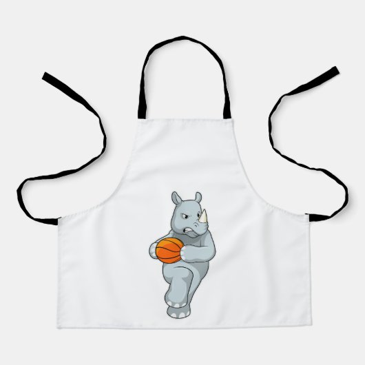 Rhino als Basketbalspeler met Basketball Schort (Voorkant)