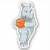 Rhino als Basketbalspeler met Basketball Sticker (Voorkant)