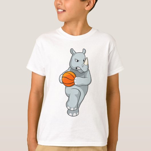 Rhino als Basketbalspeler met Basketball T-shirt (Voorkant)
